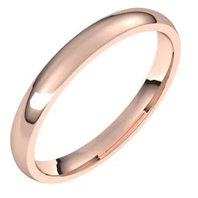 10K Rose Gold Domed Light Comfort Fit Wedding Band, 2.5 mm Wide