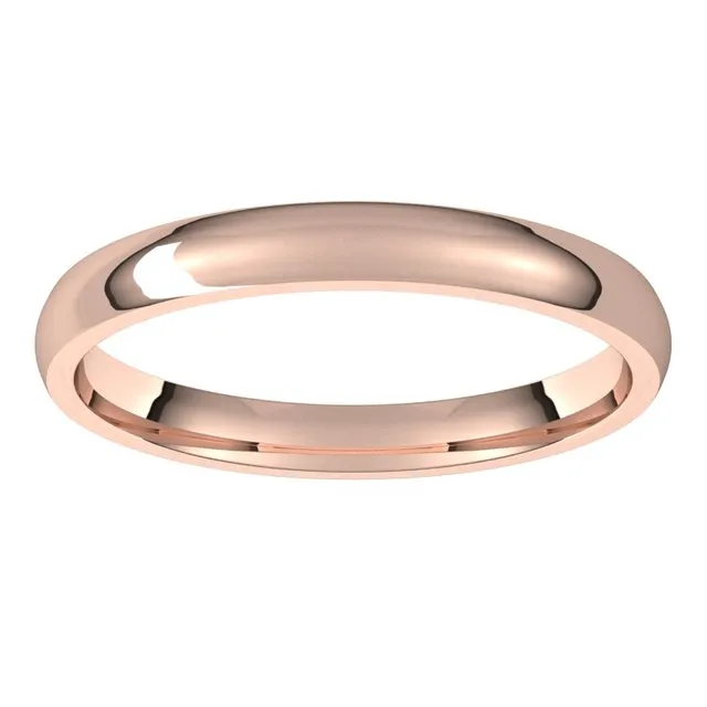 10K Rose Gold Domed Light Comfort Fit Wedding Band, 2.5 mm Wide