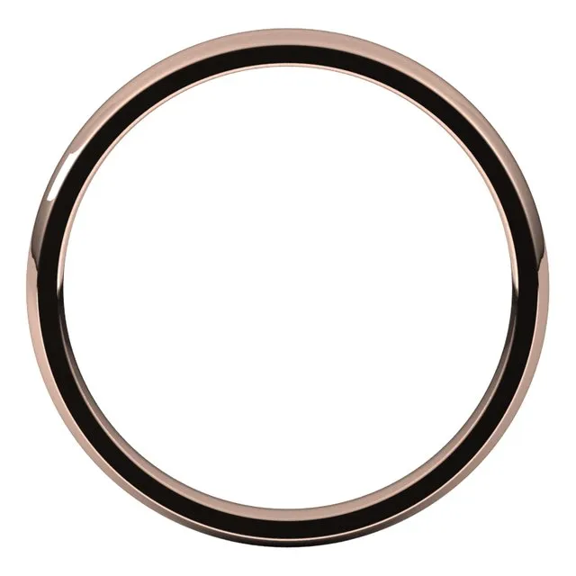 10K Rose Gold Domed Light Comfort Fit Wedding Band, 2.5 mm Wide