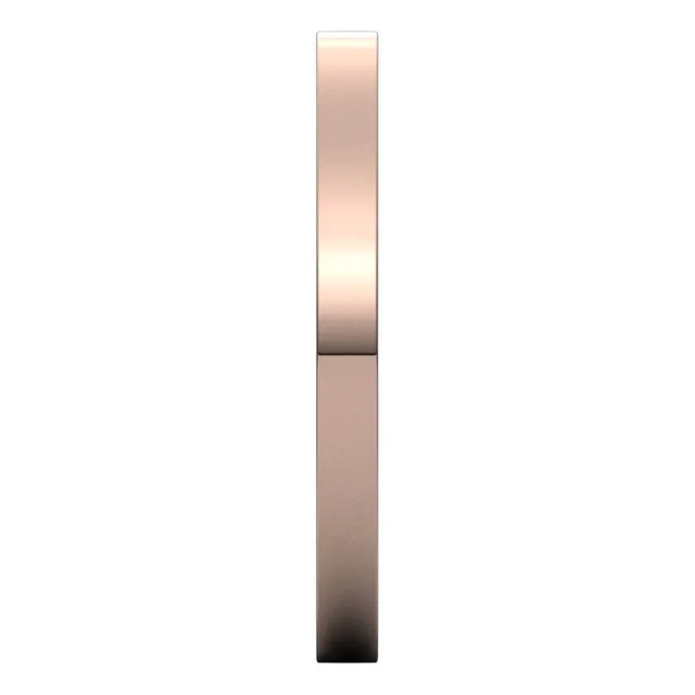 10K Rose Gold Flat Comfort Fit Light Wedding Band, 2 mm Wide