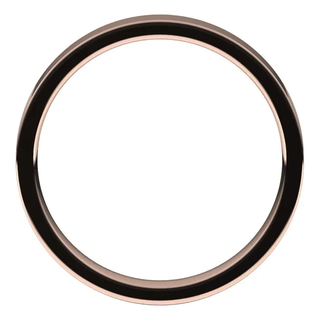 10K Rose Gold Flat Comfort Fit Light Wedding Band, 3 mm Wide