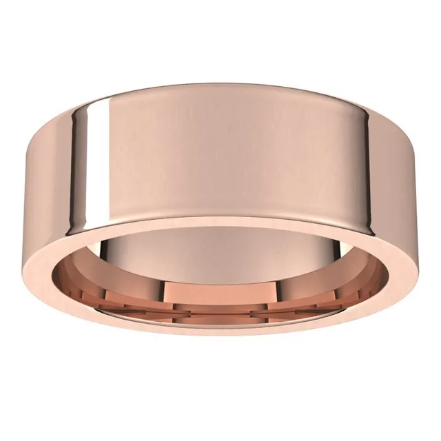 10K Rose Gold Flat Comfort Fit Wedding Band, 7 mm Wide