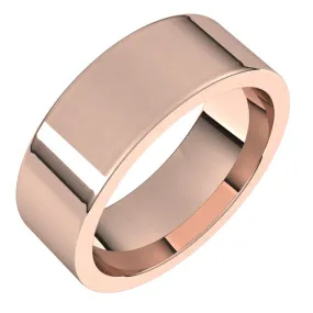 10K Rose Gold Flat Comfort Fit Wedding Band, 7 mm Wide