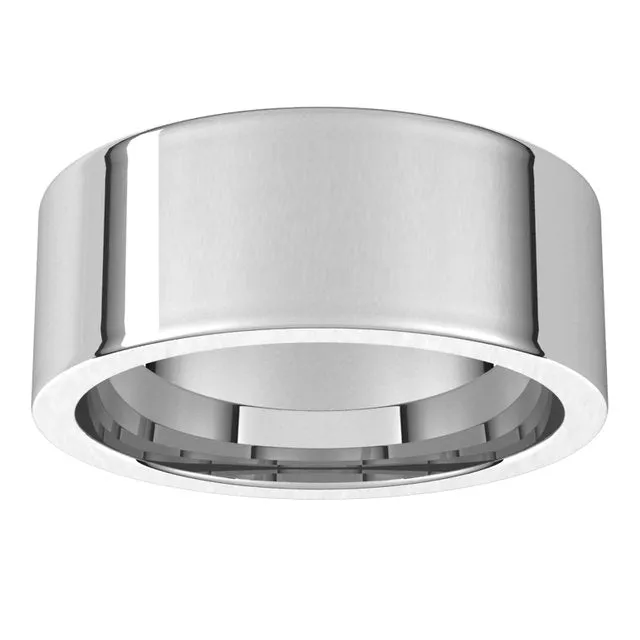10K White Gold Flat Comfort Fit Wedding Band, 8 mm Wide