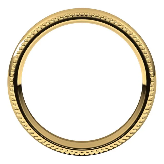 10K Yellow Gold Beaded Comfort Fit Wedding Band, 4 mm Wide