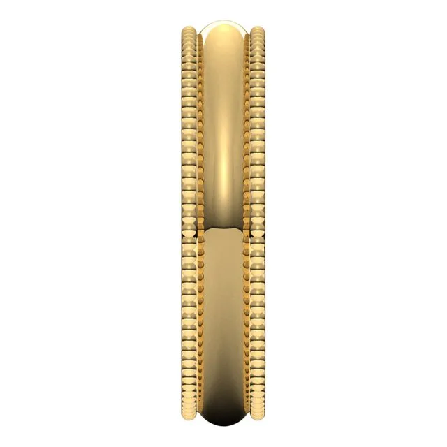 10K Yellow Gold Beaded Comfort Fit Wedding Band, 4 mm Wide