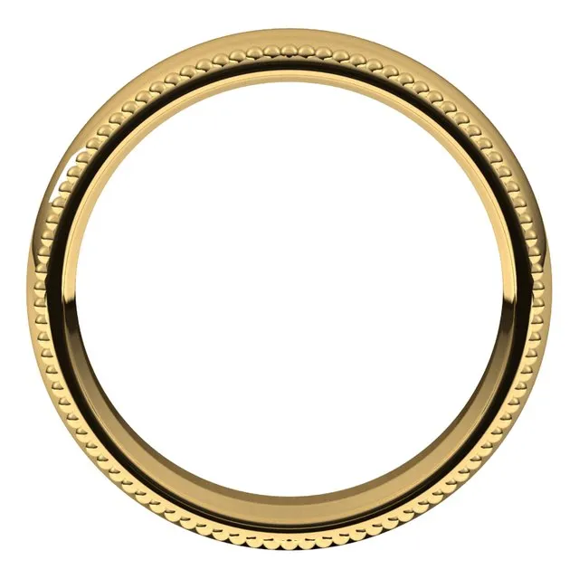 10K Yellow Gold Beaded Comfort Fit Wedding Band, 5 mm Wide