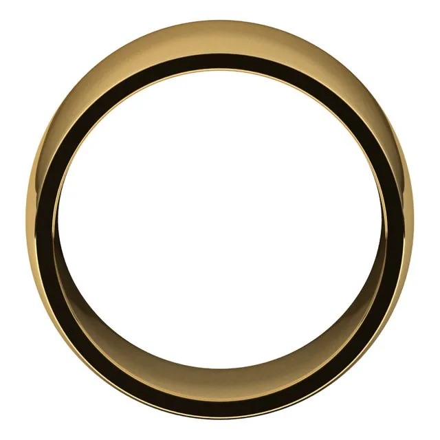 10K Yellow Gold Domed Light Comfort Fit Wedding Band, 12 mm Wide