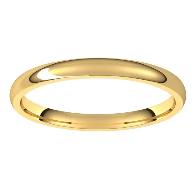 10K Yellow Gold Domed Light Comfort Fit Wedding Band, 2 mm Wide