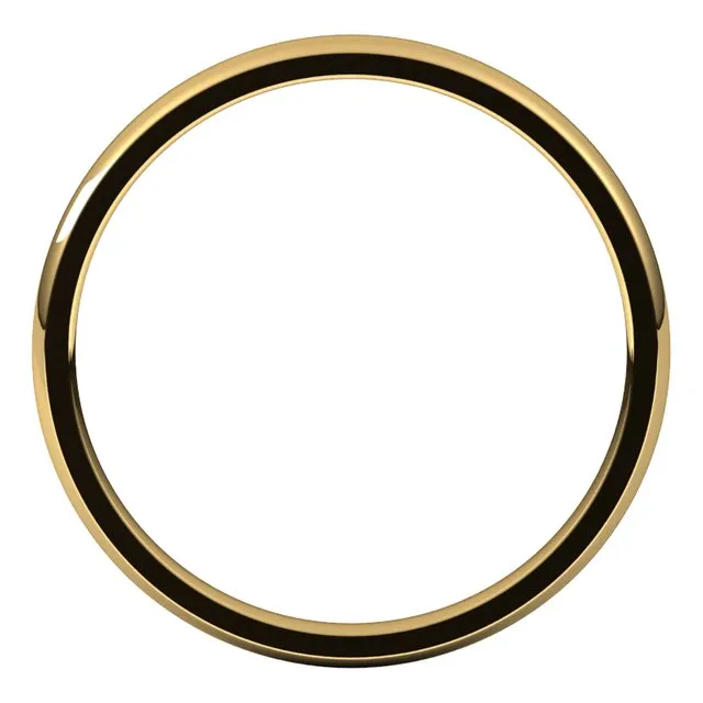 10K Yellow Gold Domed Light Comfort Fit Wedding Band, 2 mm Wide