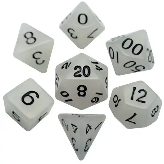 16mm Glow in the Dark Acrylic Dice Set