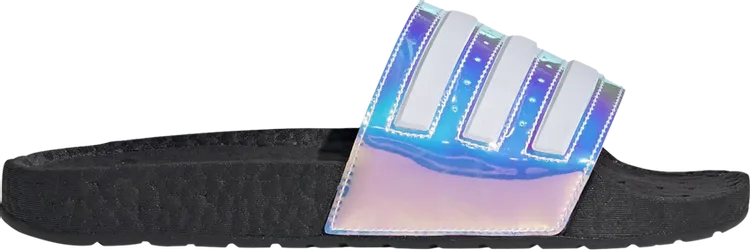 Adidas Adilette Boost Slides 'Iridescent' Sandals, Black