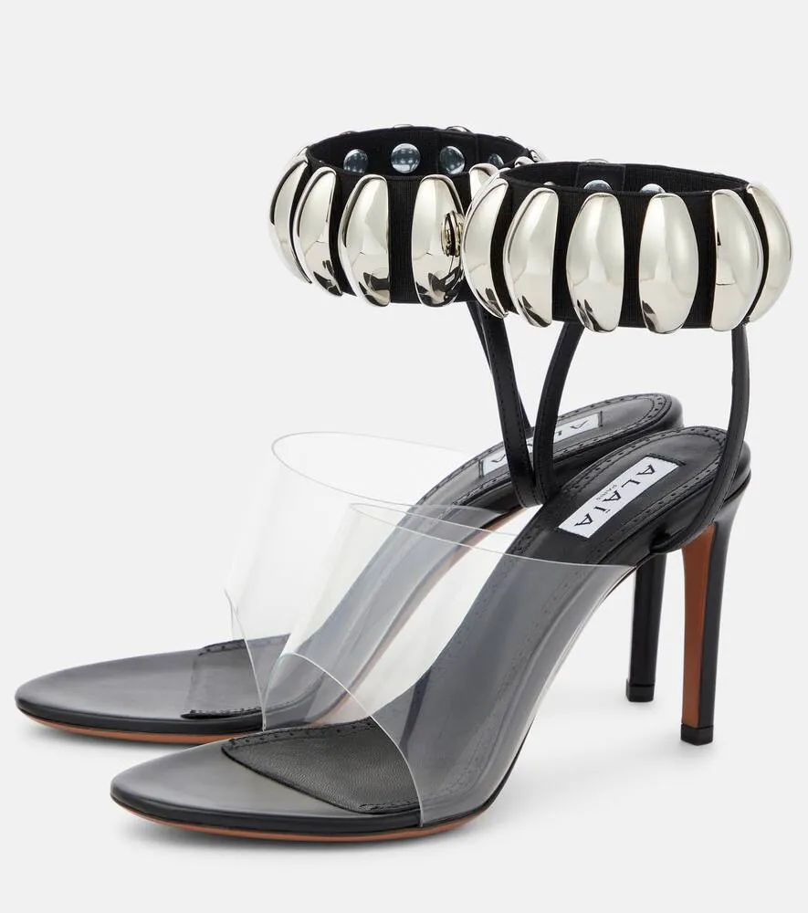 Alaia Embellished leather and PU sandals