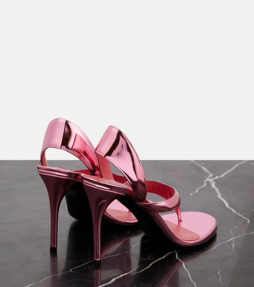 Alaia Infradito 90 metallic leather sandals