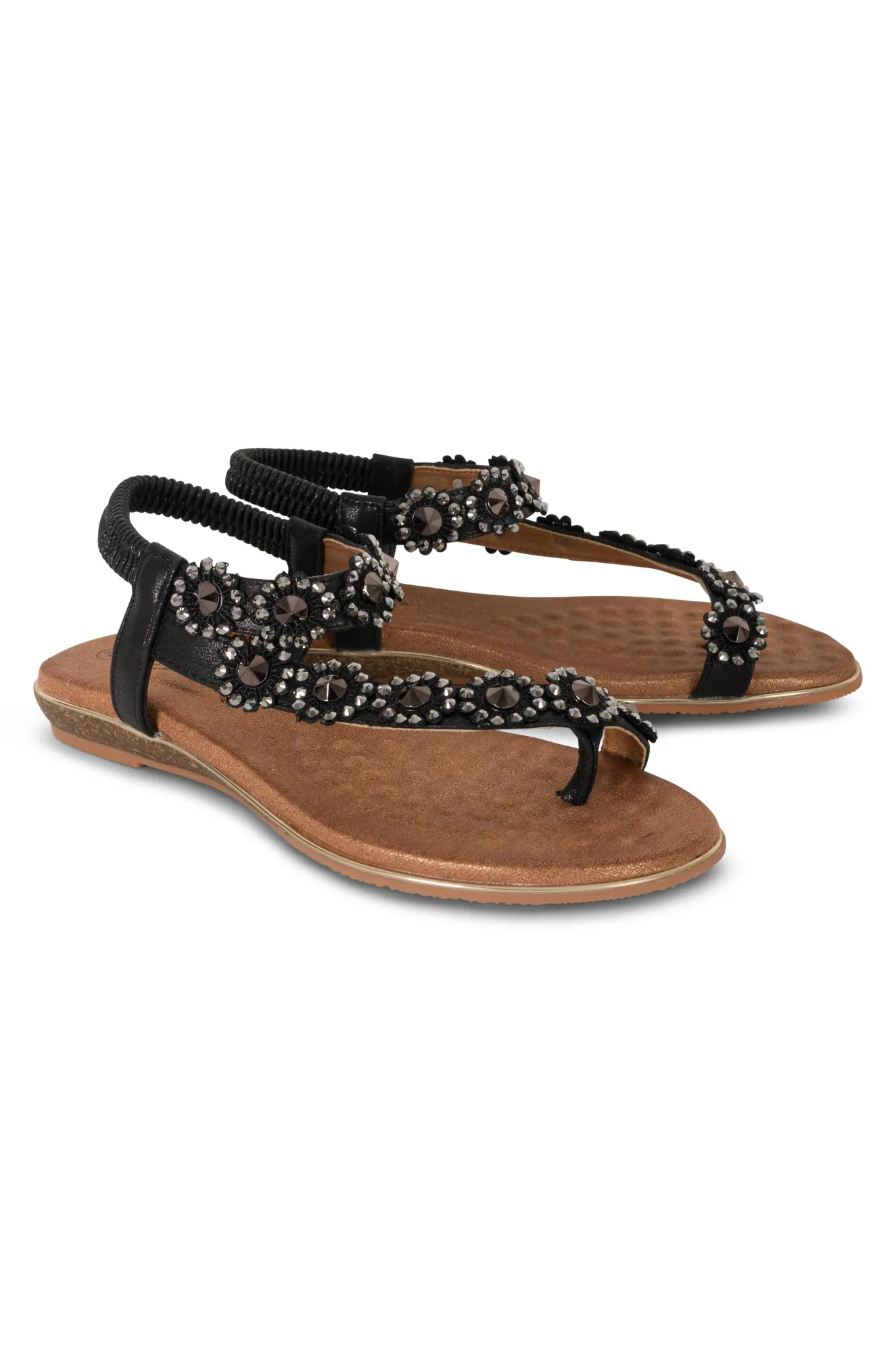 Bead & Gemstone Sandal | BLACK | CHARLOTTE AB