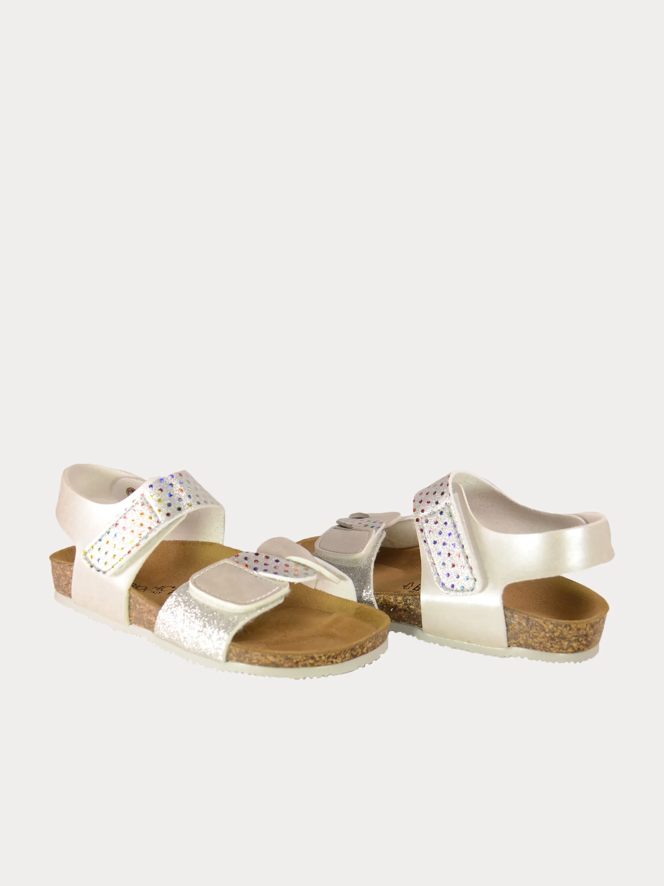 Biochic Girls Shiny Silver Back Strap Sandals