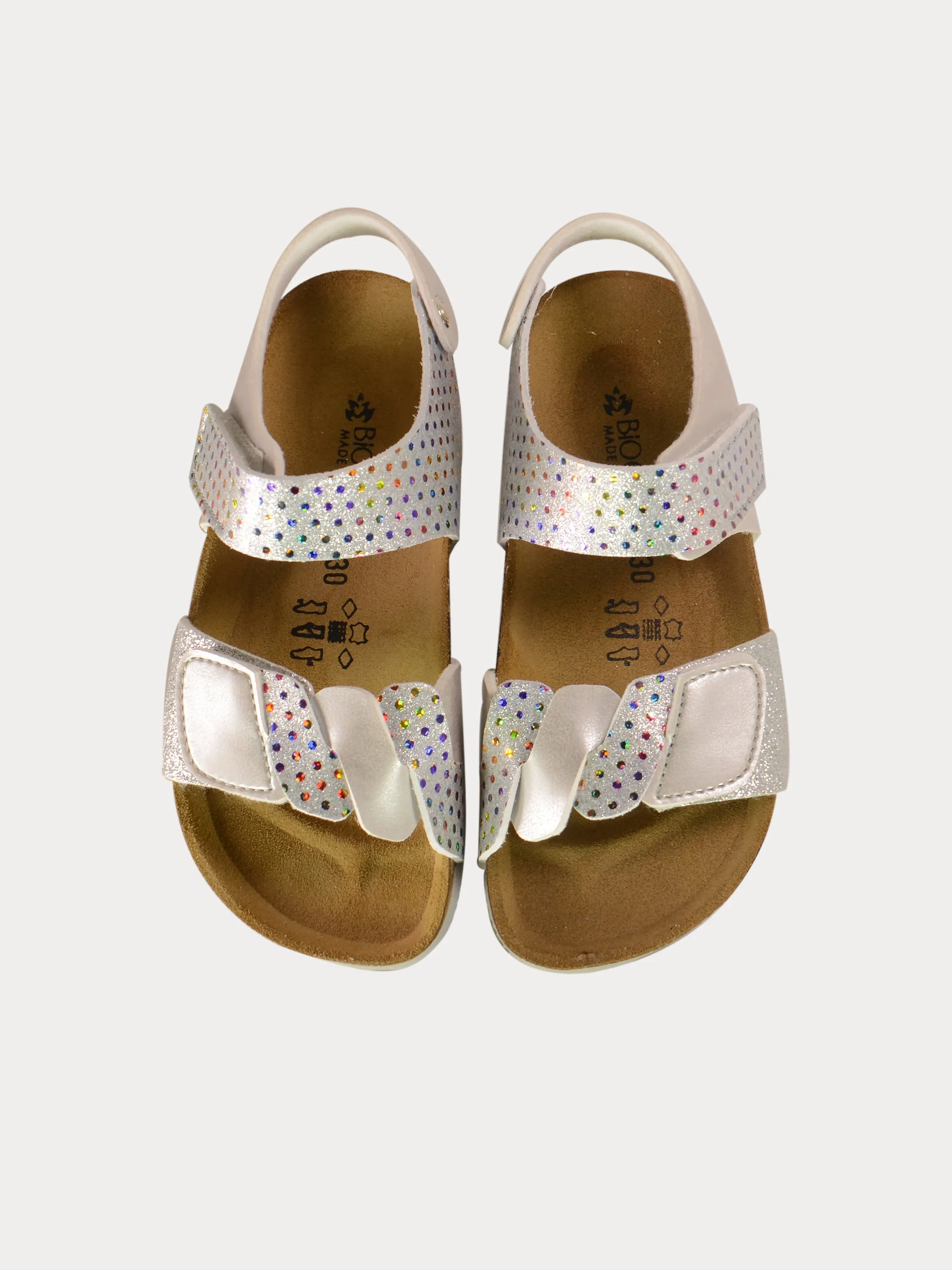 Biochic Girls Shiny Silver Back Strap Sandals