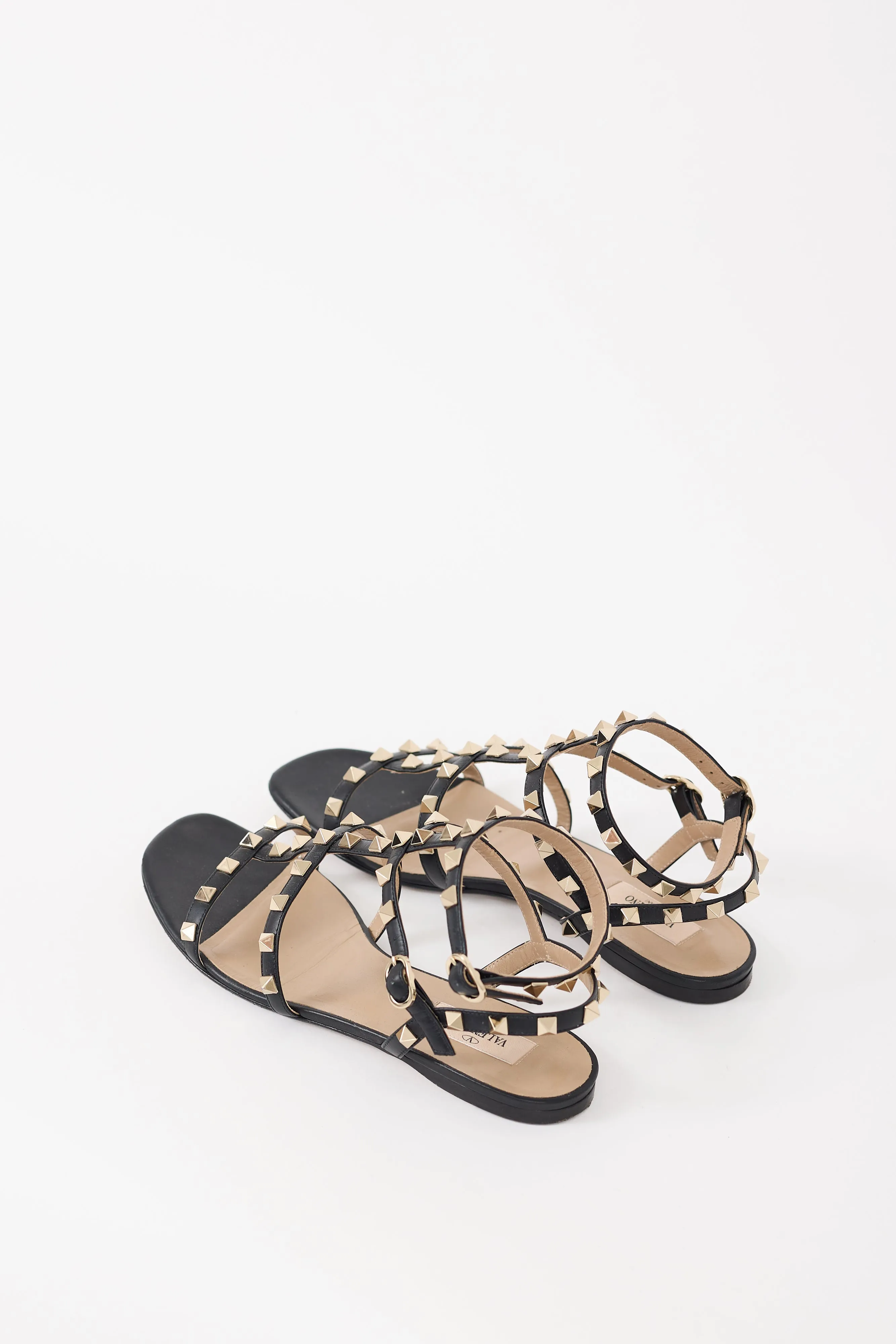 Black & Gold Rockstud Caged Sandal