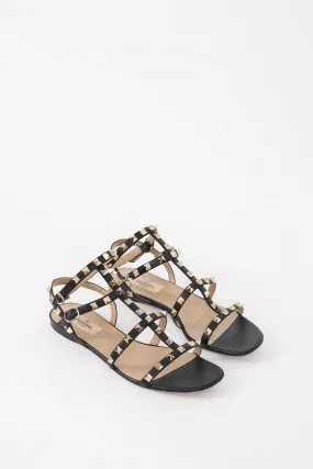 Black & Gold Rockstud Caged Sandal