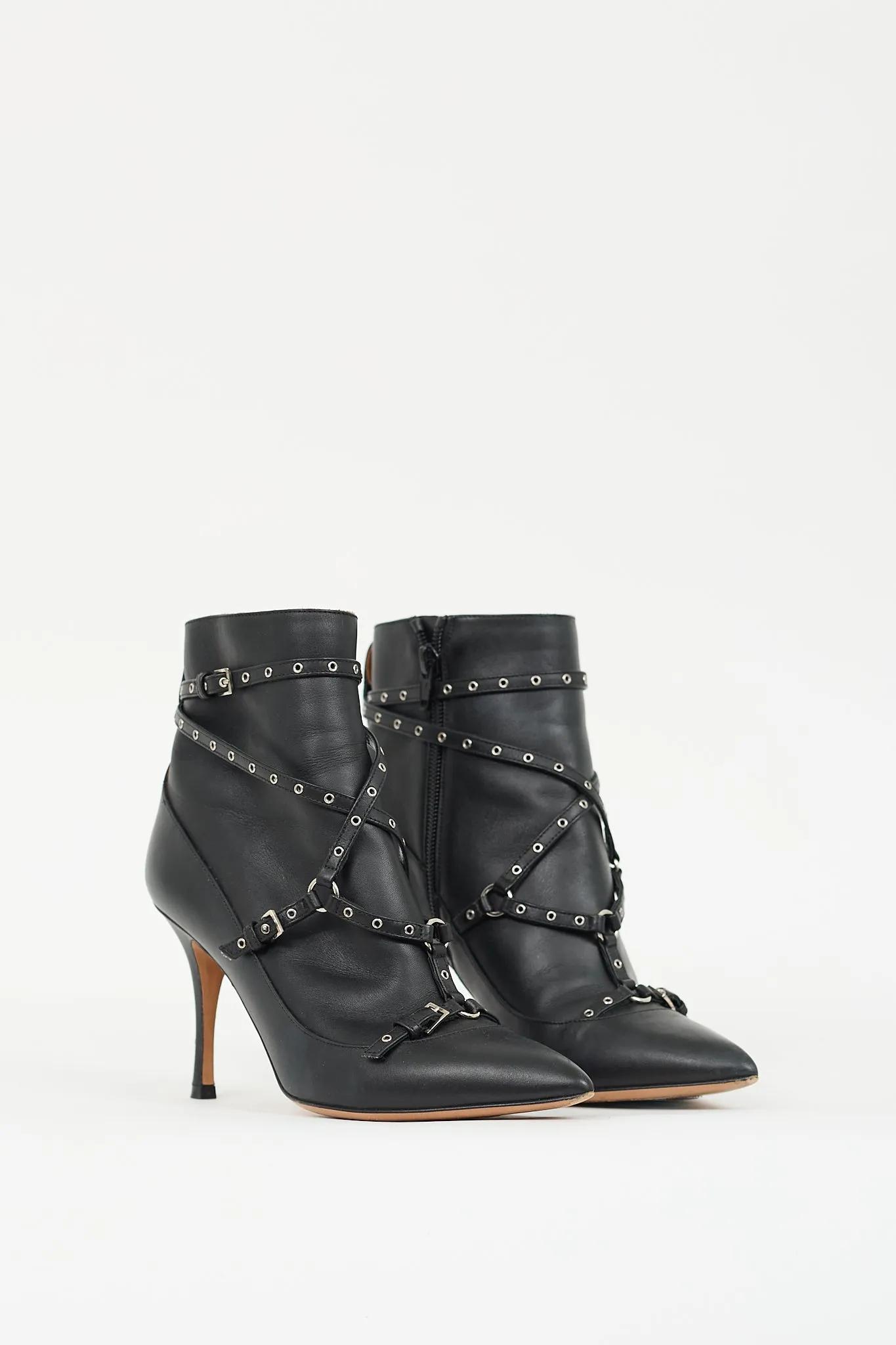 Black Leather Love Latch Harness Boot