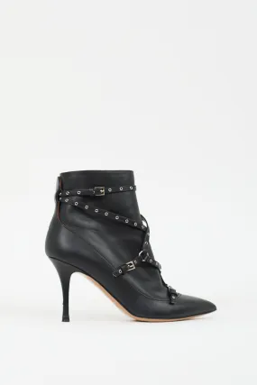 Black Leather Love Latch Harness Boot