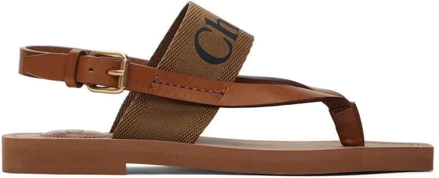 ChloÃ© Brown Woody Flat Sandals