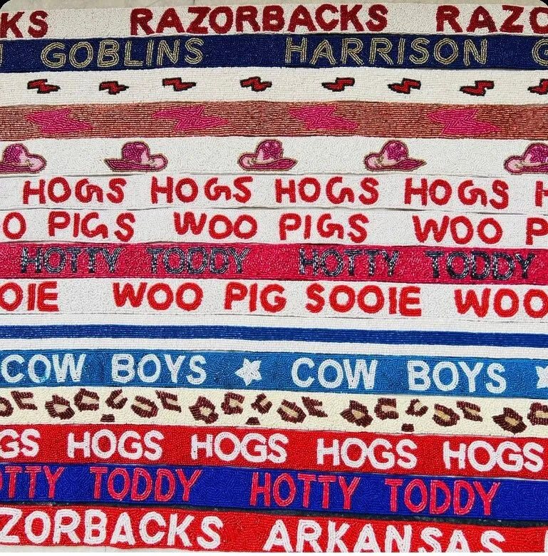 Custom beaded game day bag strap, college, sports,Baylor bears, boomer sooner,crusaders,lobos,bearkats,boulders,bruins,personalized strap,