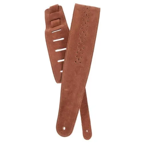 D'Addario Camel Suede Rosette Vented Leather Guitar Strap