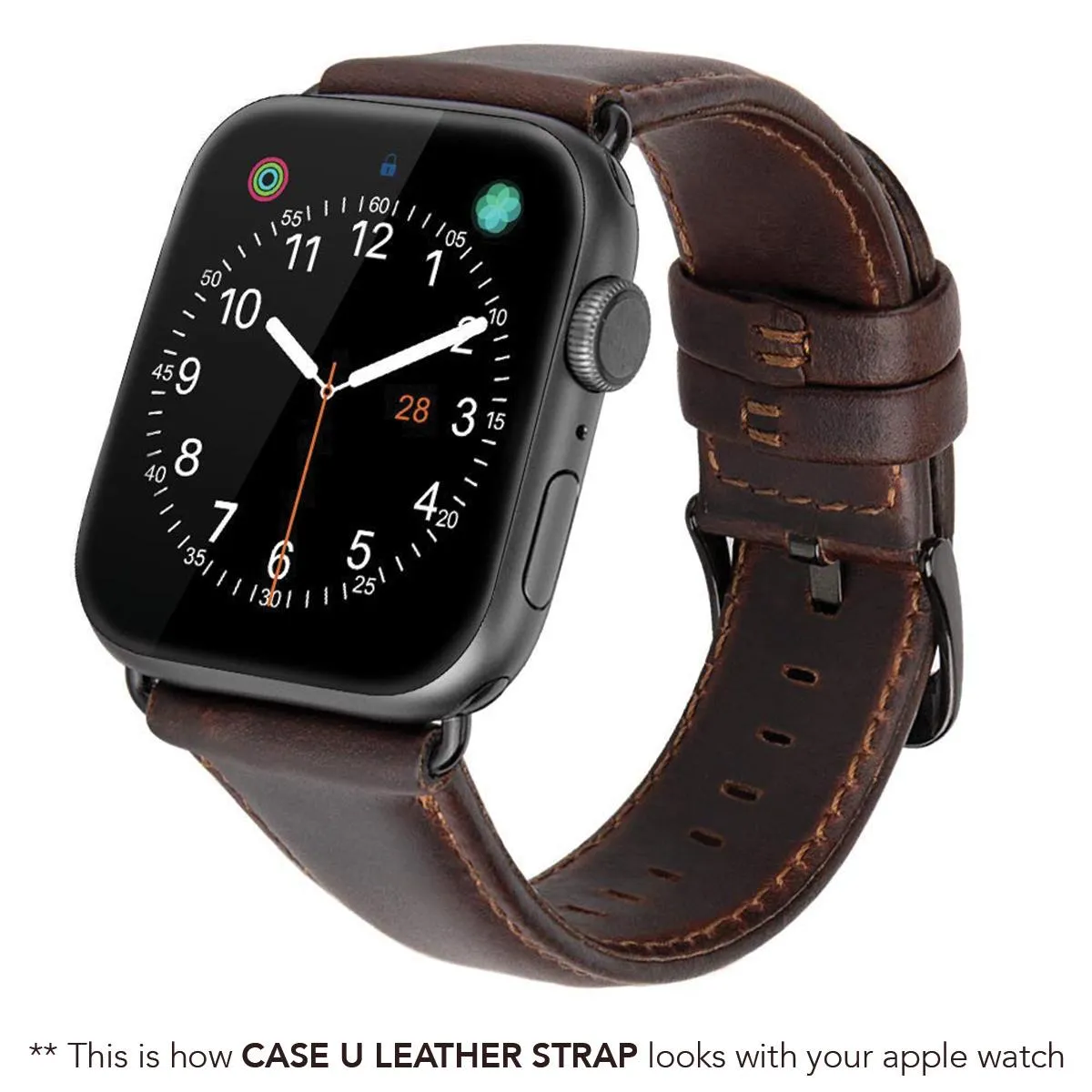 Dark Brown Leather Strap for Apple iWatch (Series 5/4)