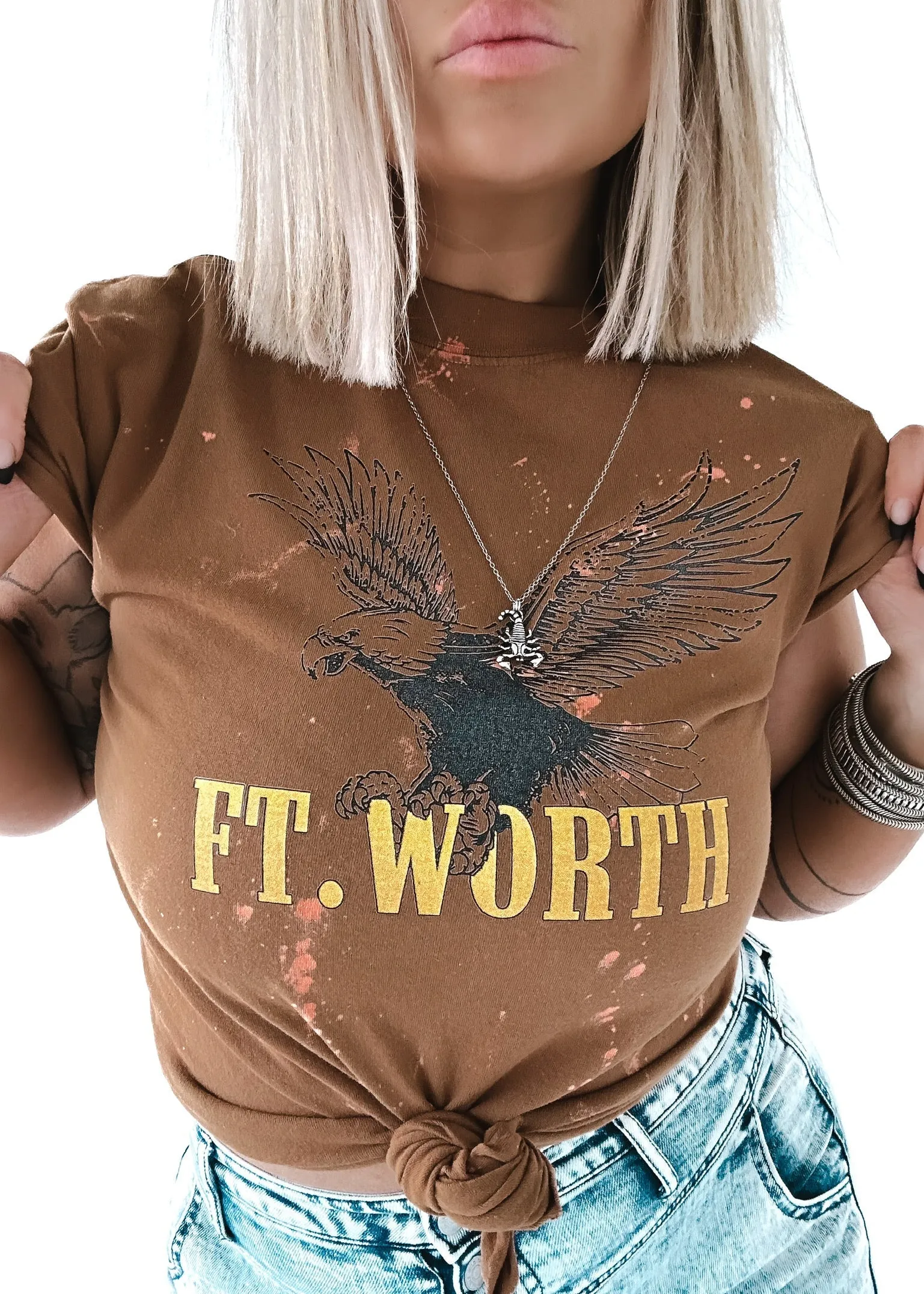 FINAL SALE: FT. WORTH BLEACHED OUT SIDE SLIT TEE