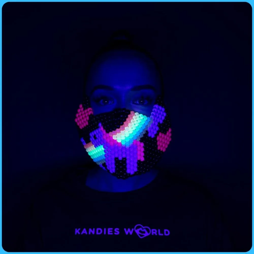 Glow-in-the-Dark Rainbow Unicorn Full Face Kandi Mask