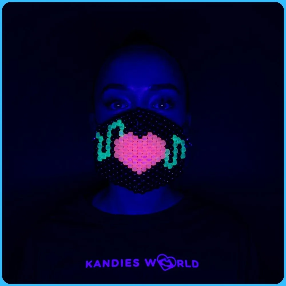 Heartbeat Glow-in-the-Dark Surgical Kandi Mask