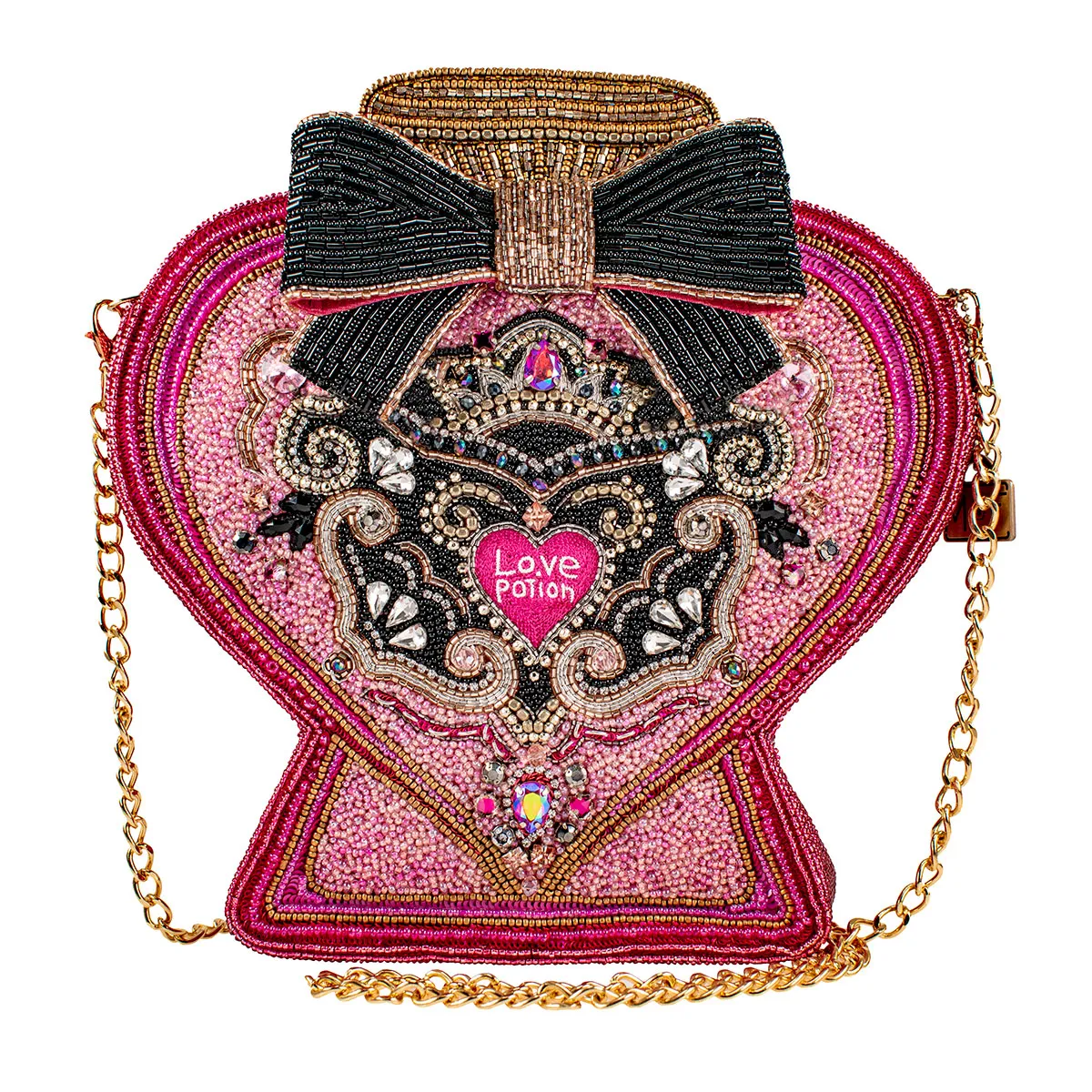 Mary Frances LOVE POTION Pink Bottle Beaded Handbag Bag Purse NEW