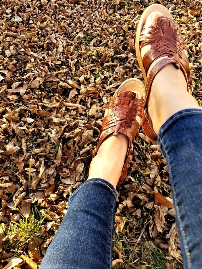 Pachuco Style Genuine Leather Mexican Women’s Huarache Sandals