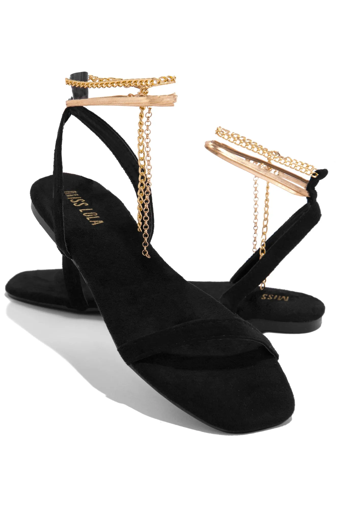 Perfect Affair Gold Chain Sandals - Black