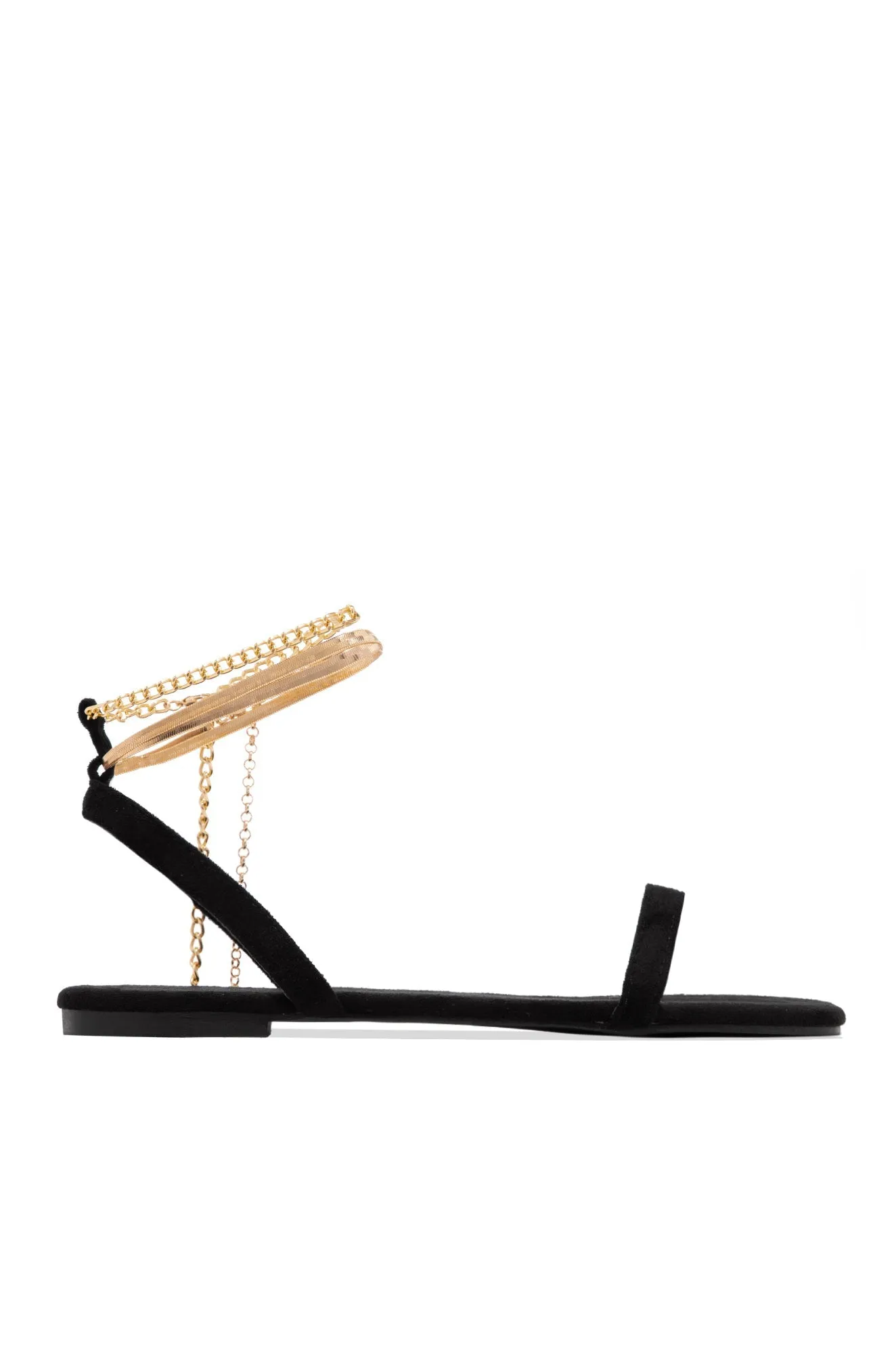 Perfect Affair Gold Chain Sandals - Black