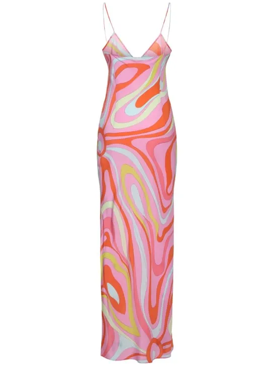 Pucci   Printed silk crepe long dress 