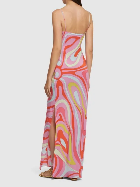Pucci   Printed silk crepe long dress 