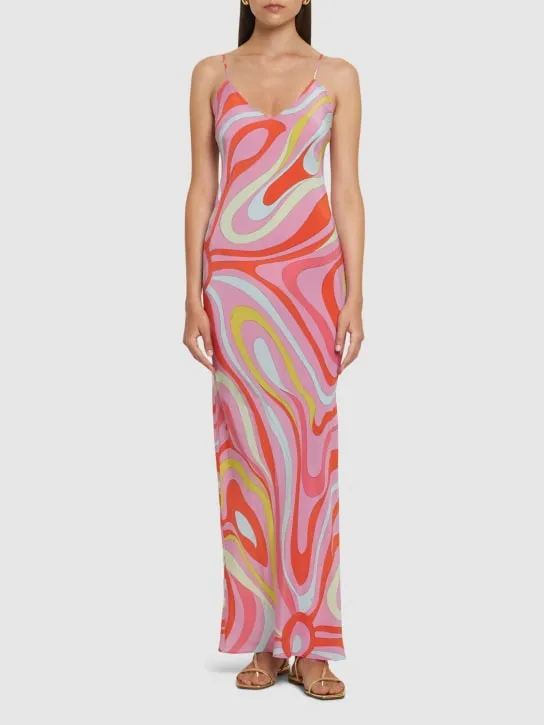 Pucci   Printed silk crepe long dress 