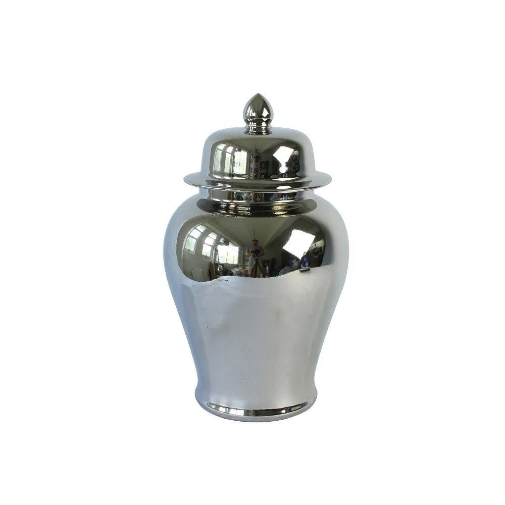 Silver Ceramic Chinese Urn