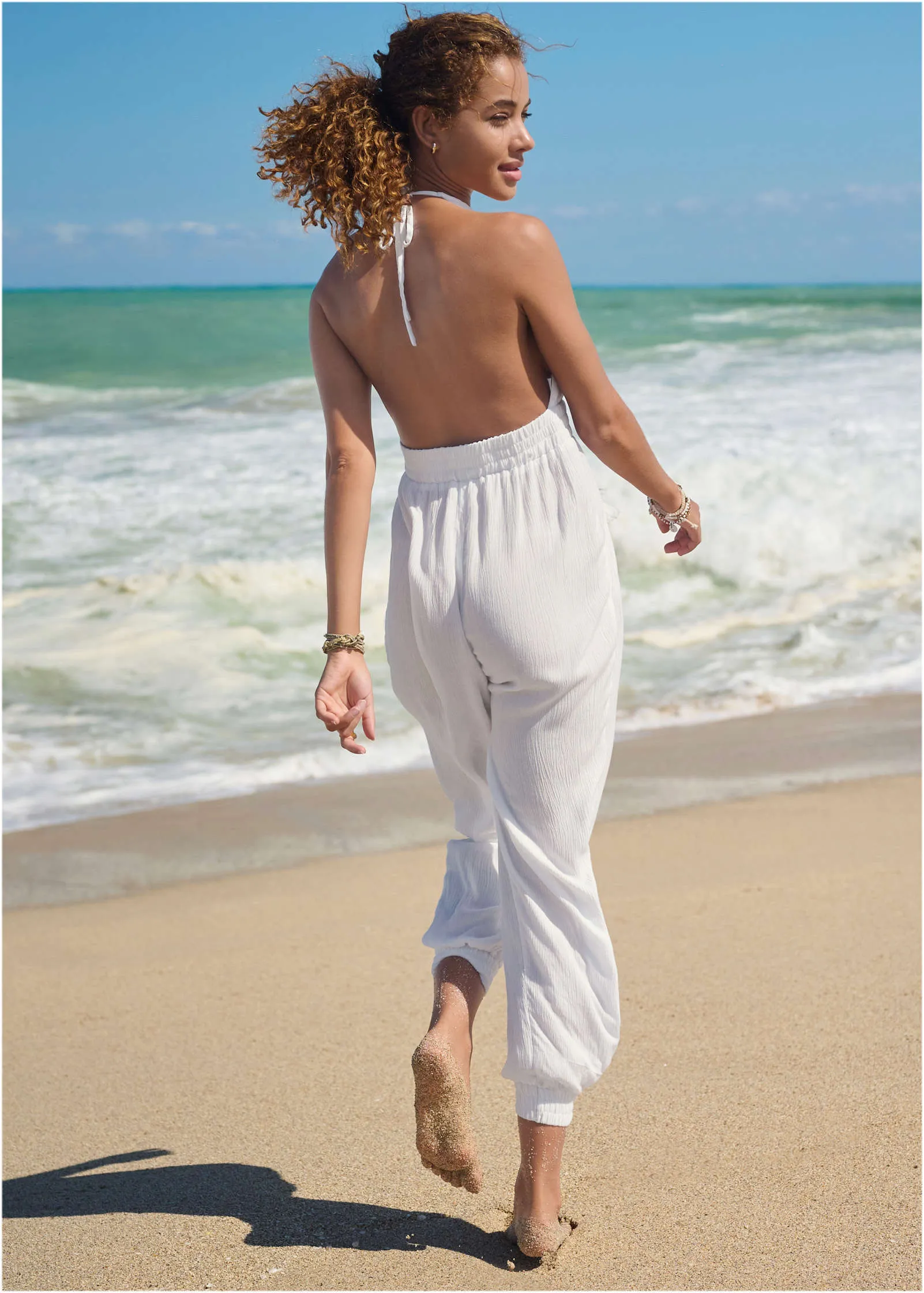 Tassel Jumpsuit Cover-Up - Pearl White