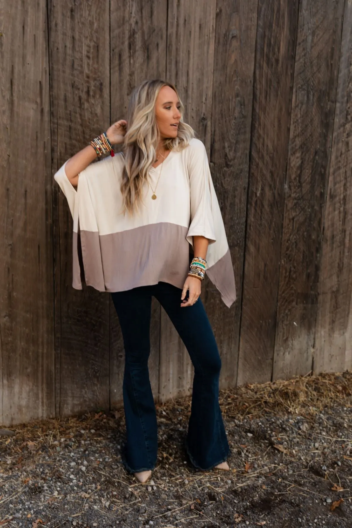 The Nest Coffee Sunsets V Neck Top - Brown