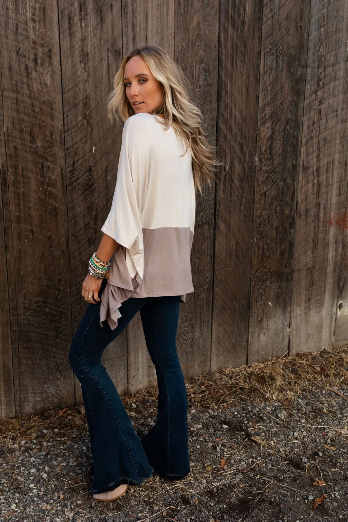 The Nest Coffee Sunsets V Neck Top - Brown